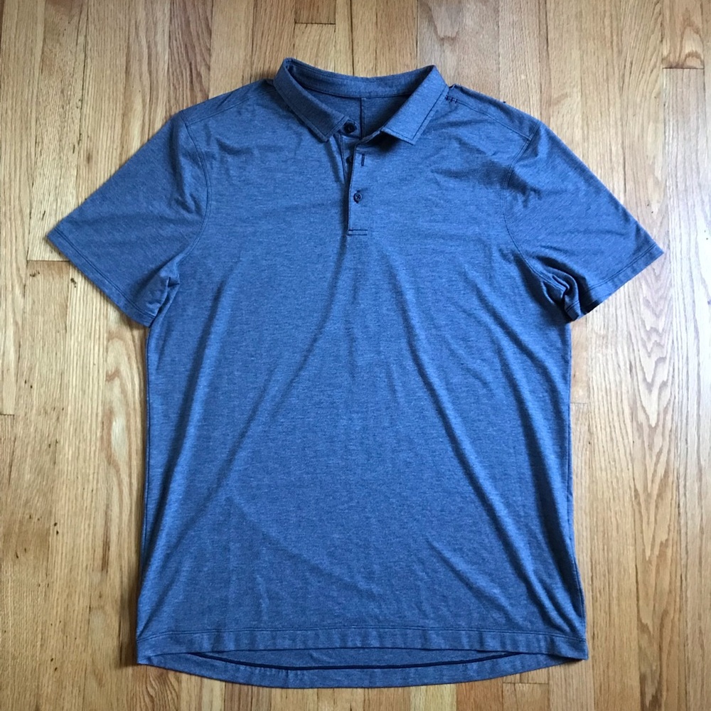 lululemon Evolution Heathered Gray Short Sleeve Polo XL